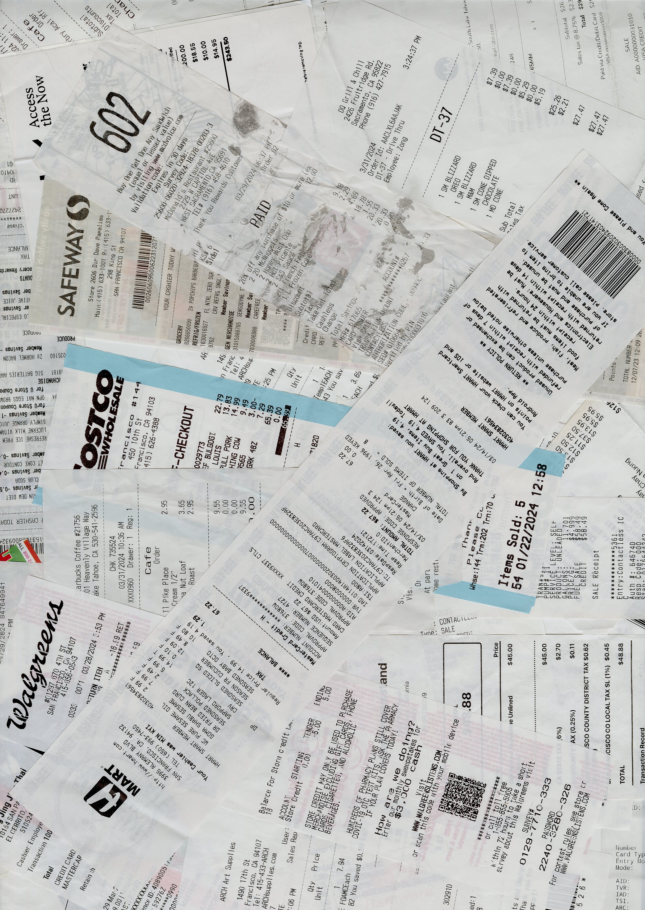 an image of receipts flatlaying